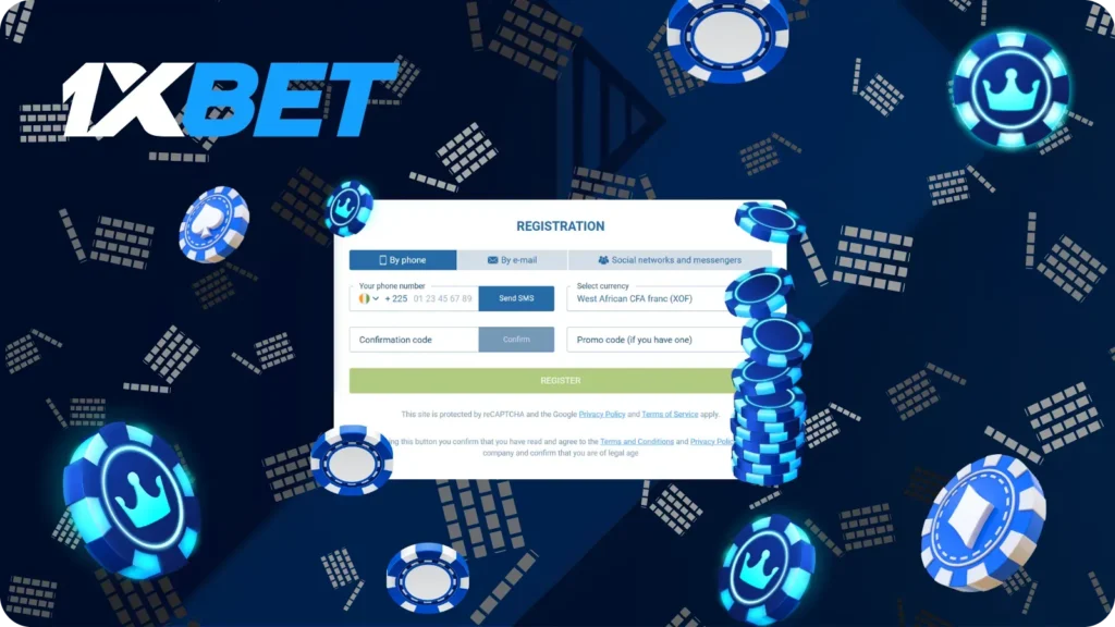 Processus d'inscription sur 1xBet