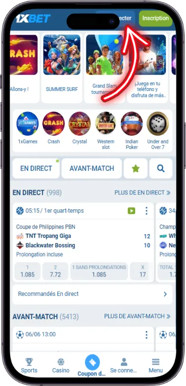 1xbet Bouton connexion